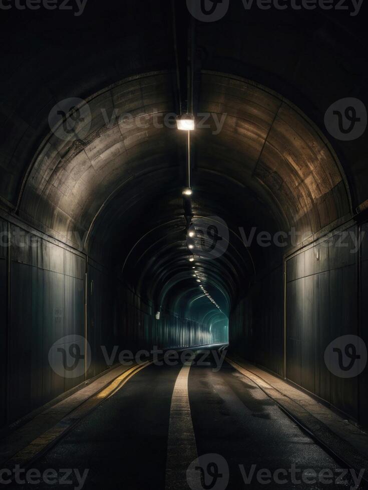 a long tunnel with a light at the end photo