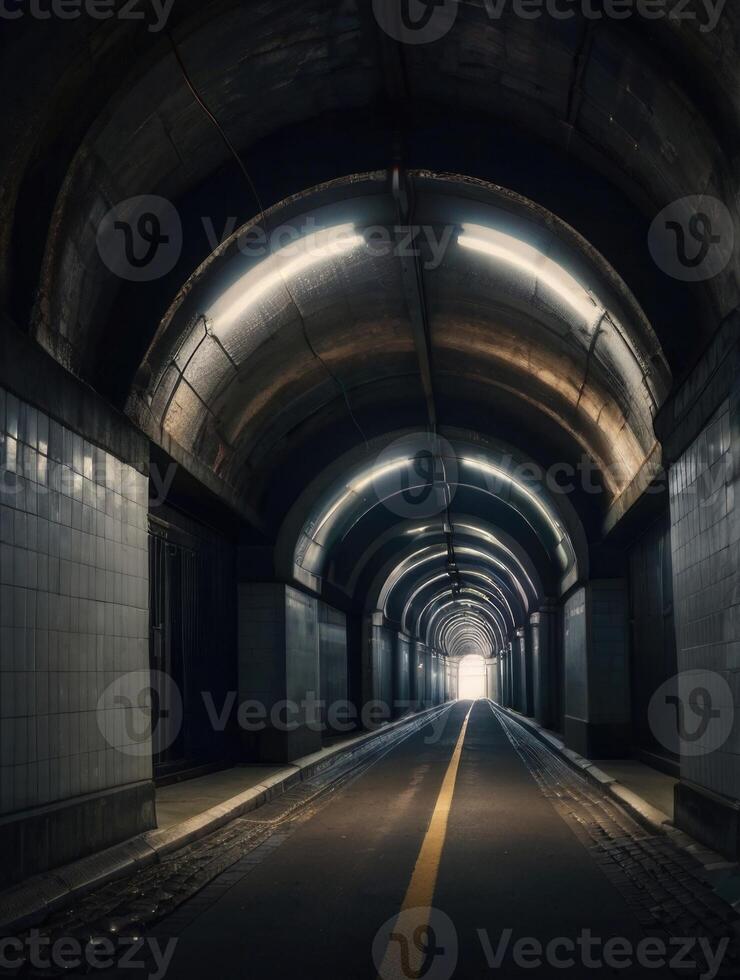 a long tunnel with a light at the end photo