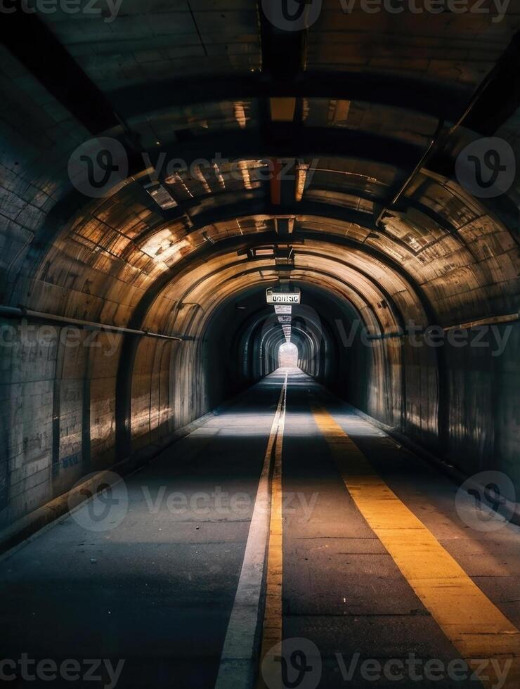 a long tunnel with a light at the end photo