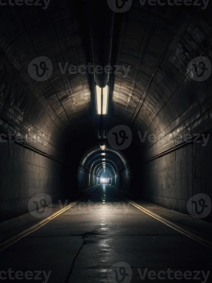 a long tunnel with a light at the end photo