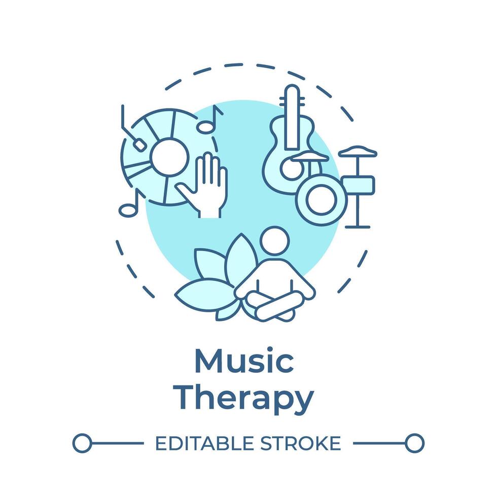 Music therapy soft blue concept icon. Self creative expression. Record player. Round shape line illustration. Abstract idea. Graphic design. Easy to use in infographic, presentation vector