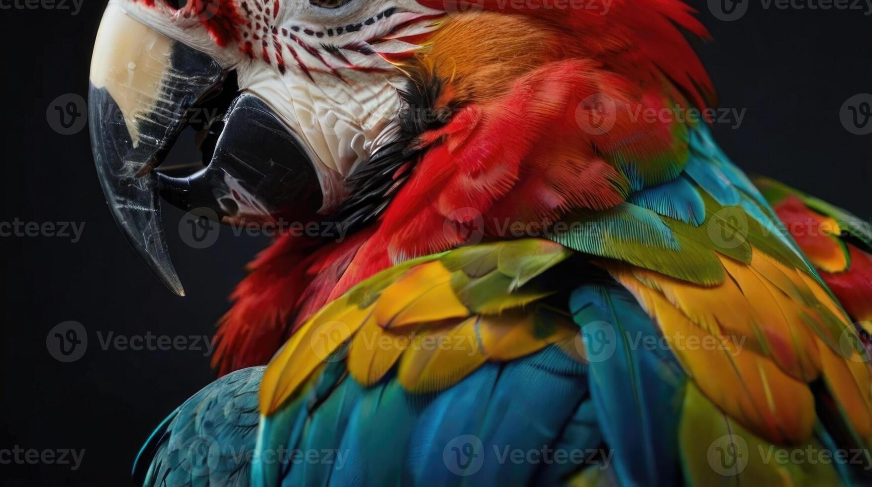 a close up of a colorful parrot photo