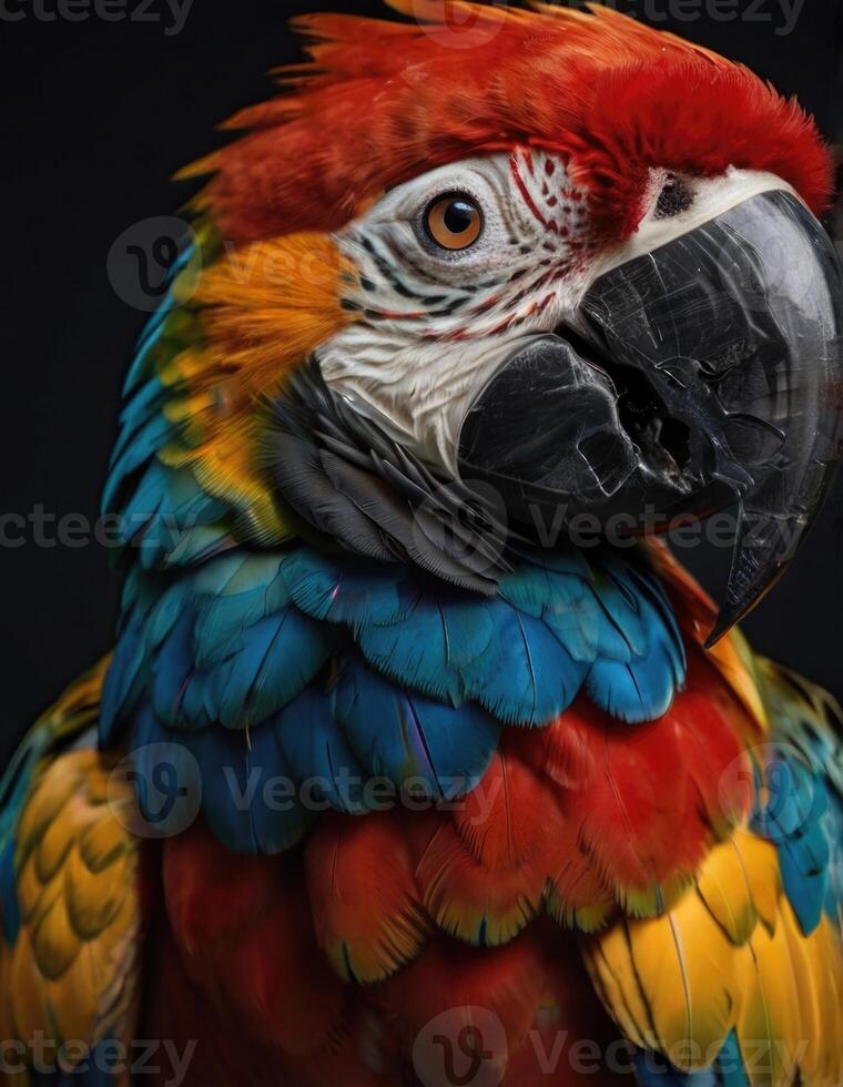 a close up of a colorful parrot photo