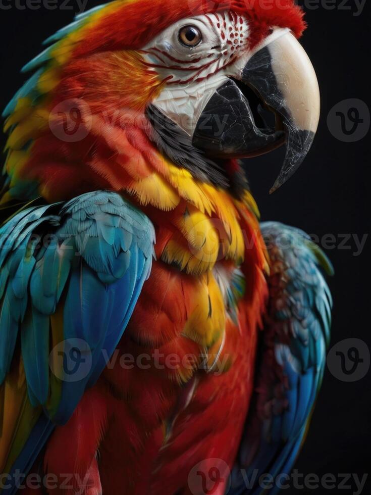 a close up of a colorful parrot photo