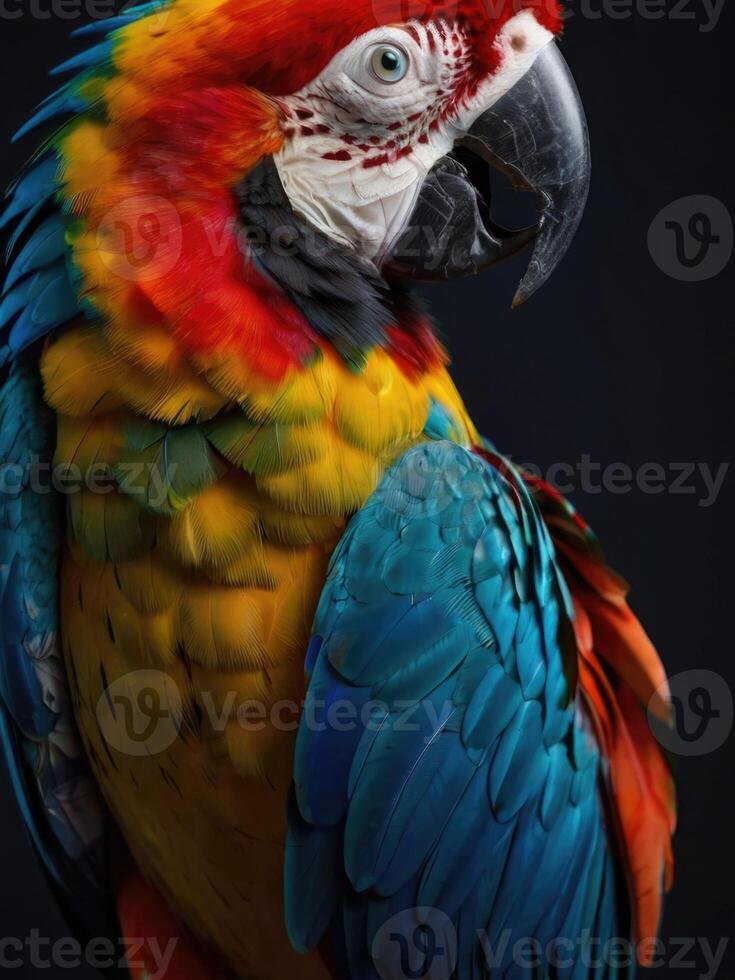 a close up of a colorful parrot photo