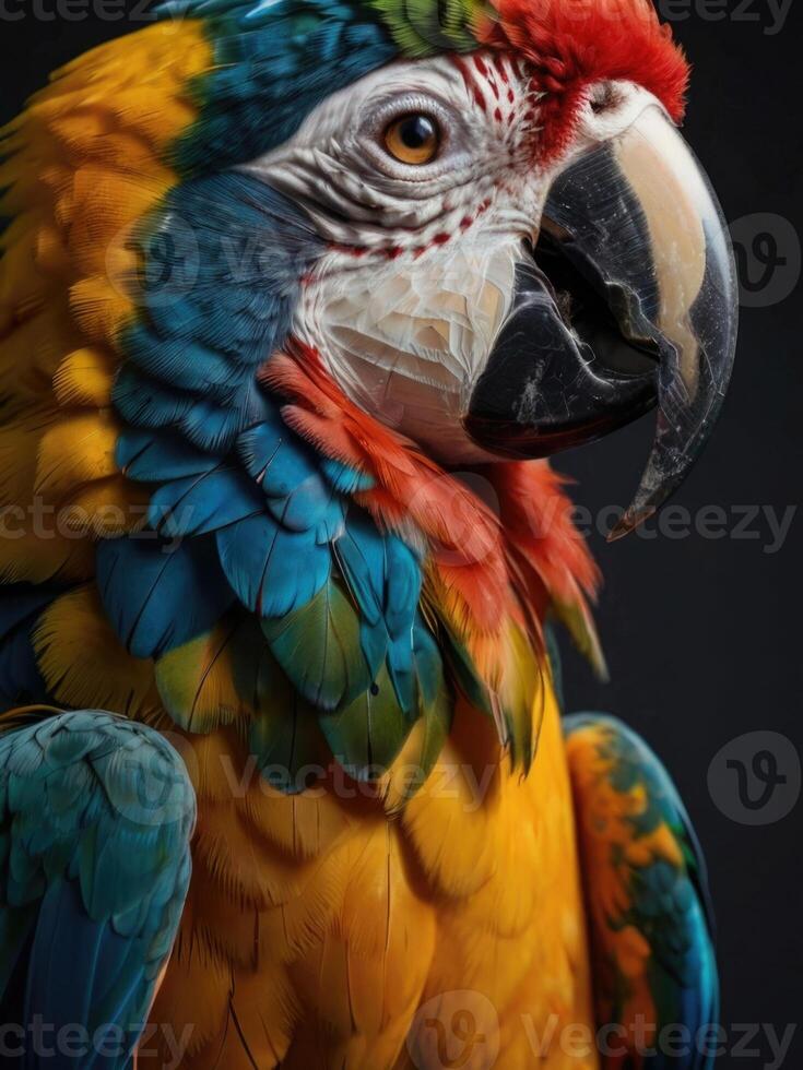 a close up of a colorful parrot photo