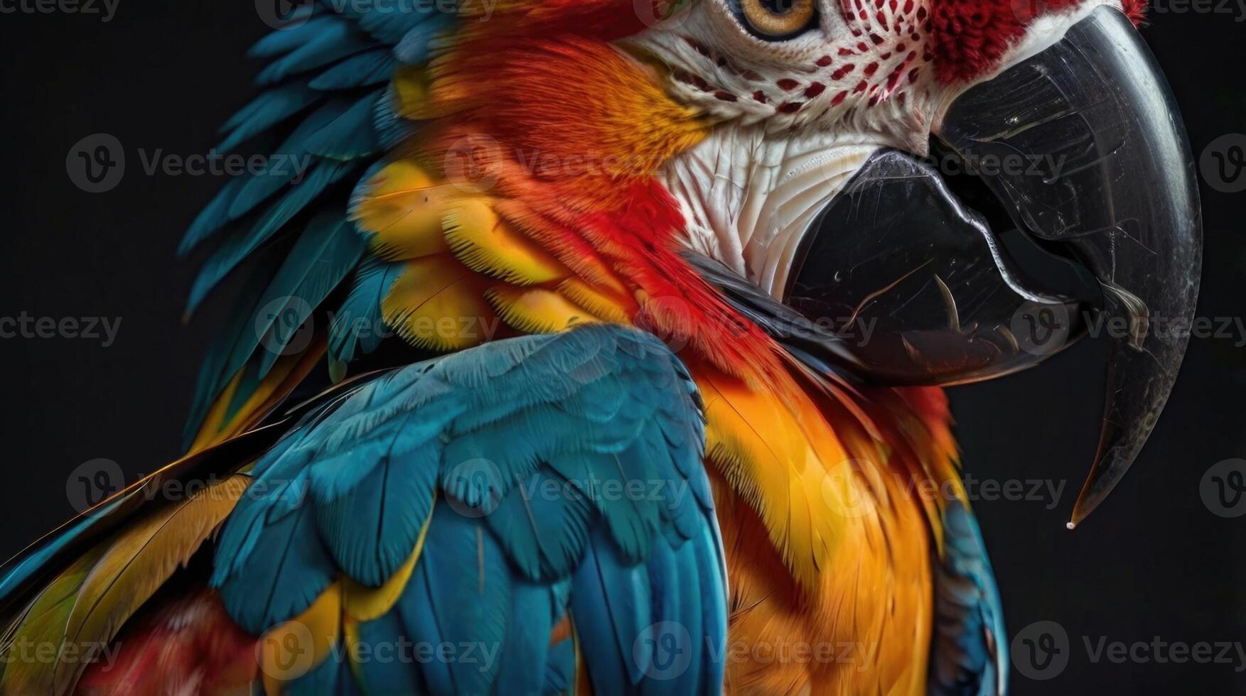 a close up of a colorful parrot photo