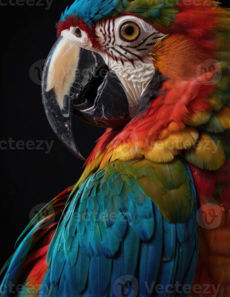 a close up of a colorful parrot photo