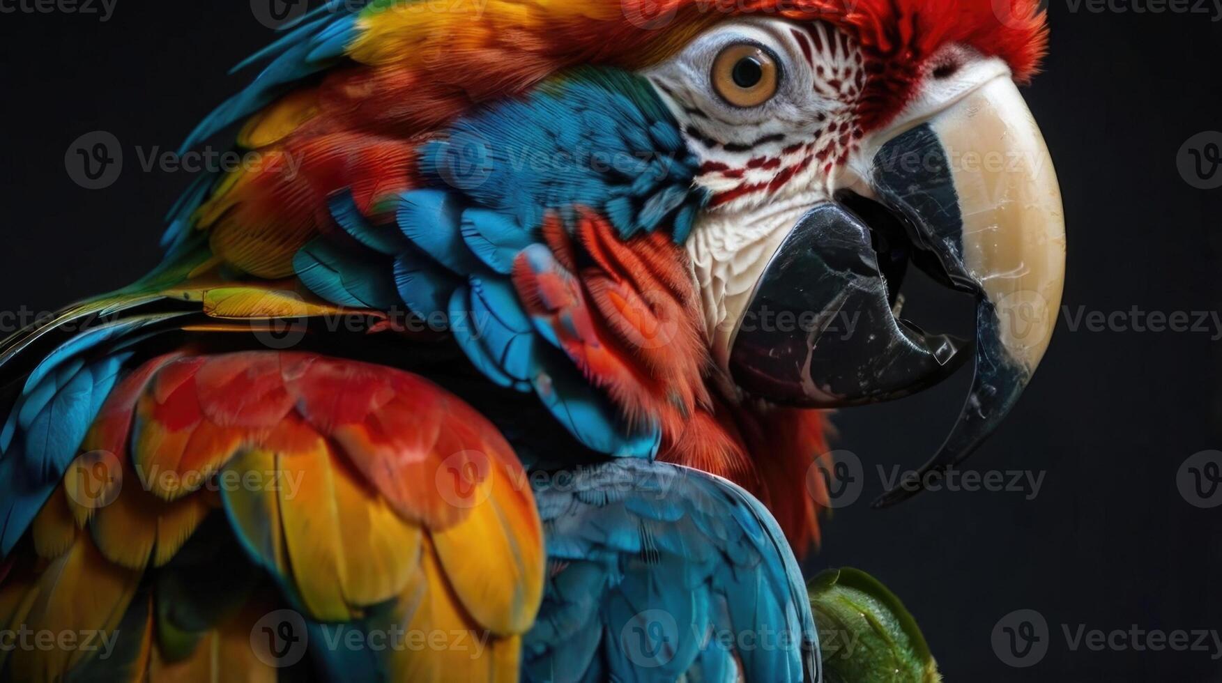 a close up of a colorful parrot photo