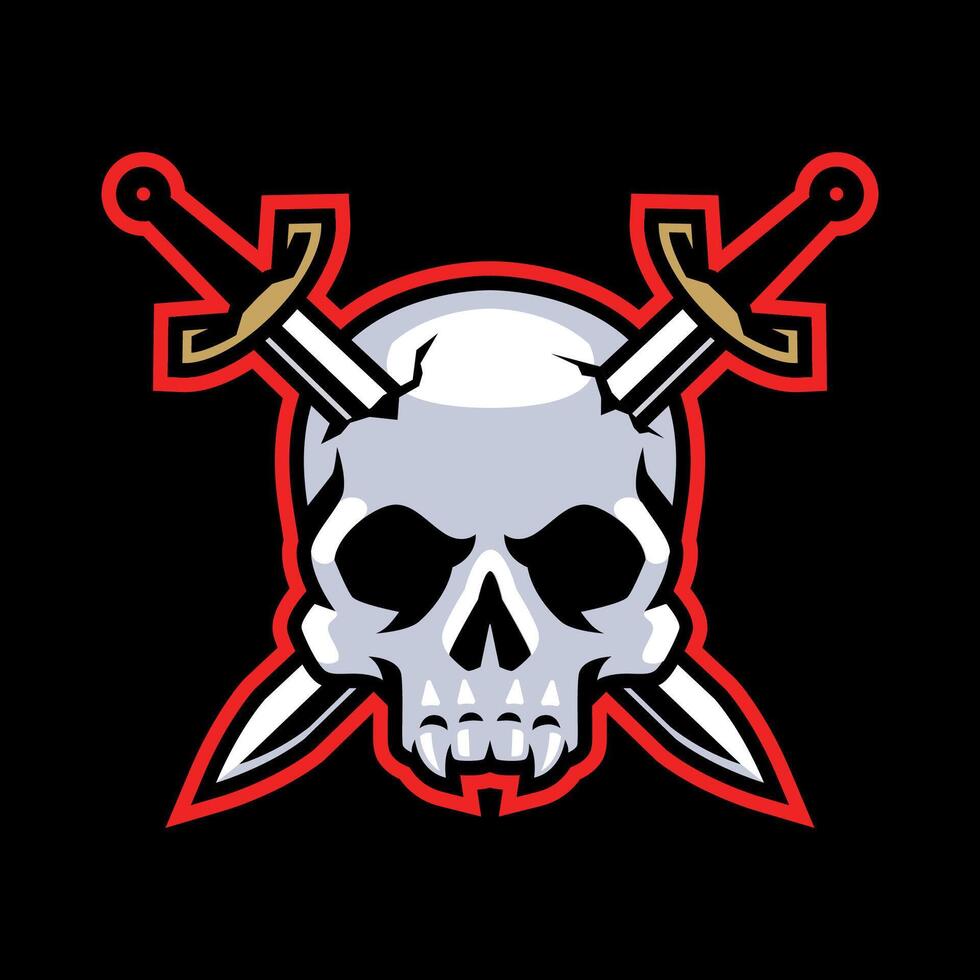 ILLUSTRATION OF SKULL HEAD WITH SWORD vector