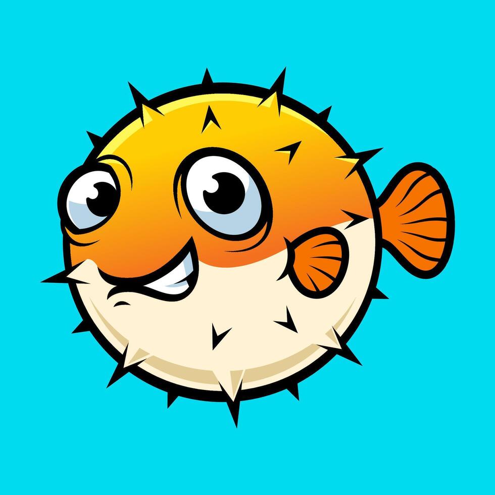 PUFFFISH CARTOON ILLUSTRATION vector