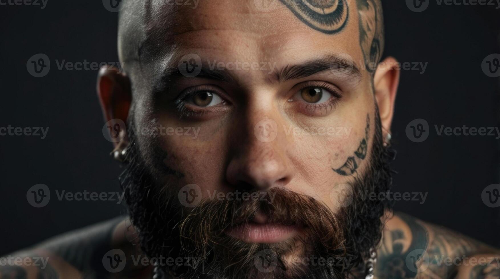 a man with tattoos and a beard photo