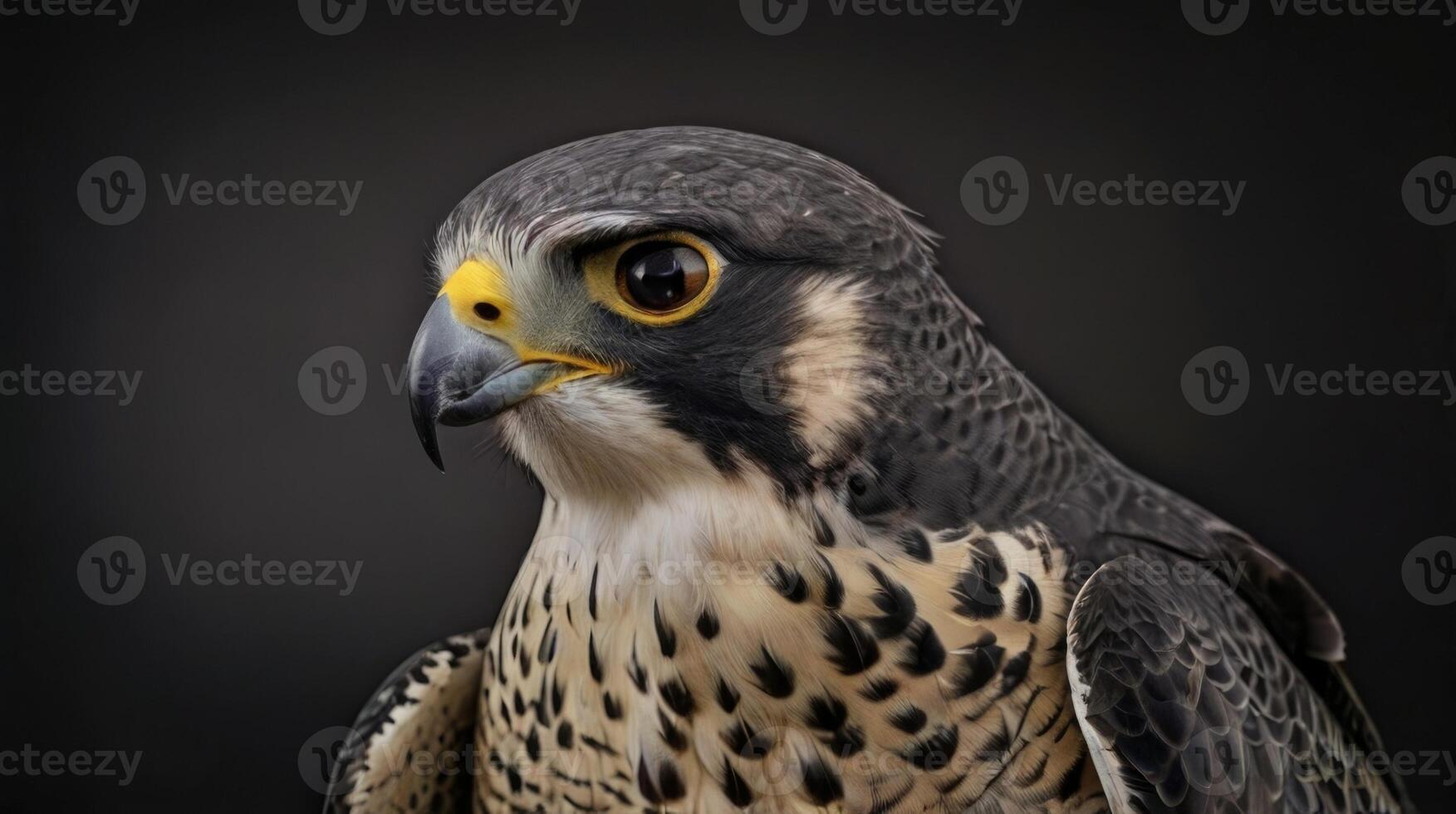 a close up of a peregrine falcon on a black background photo
