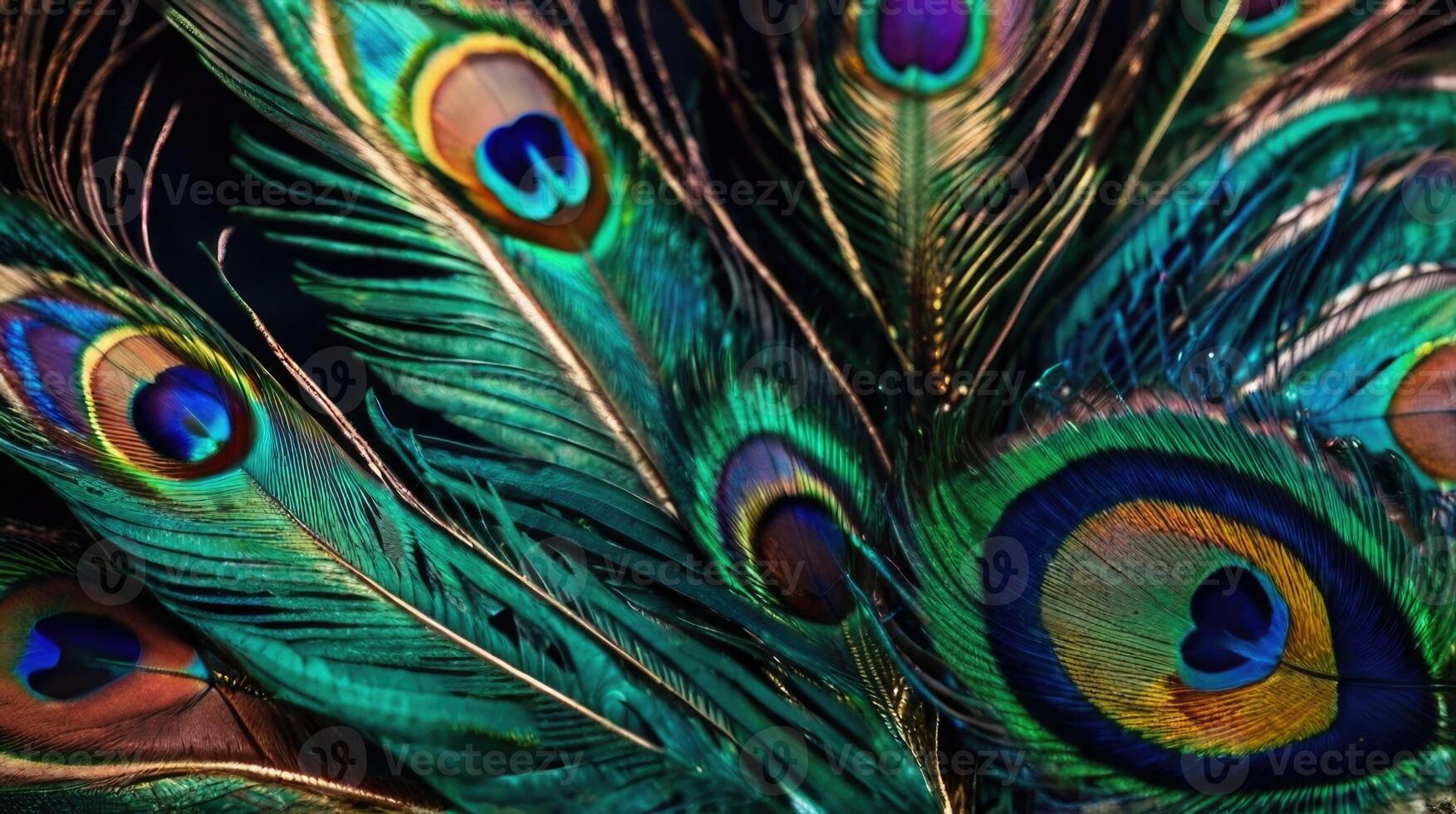 Close-up peacock feathers photo