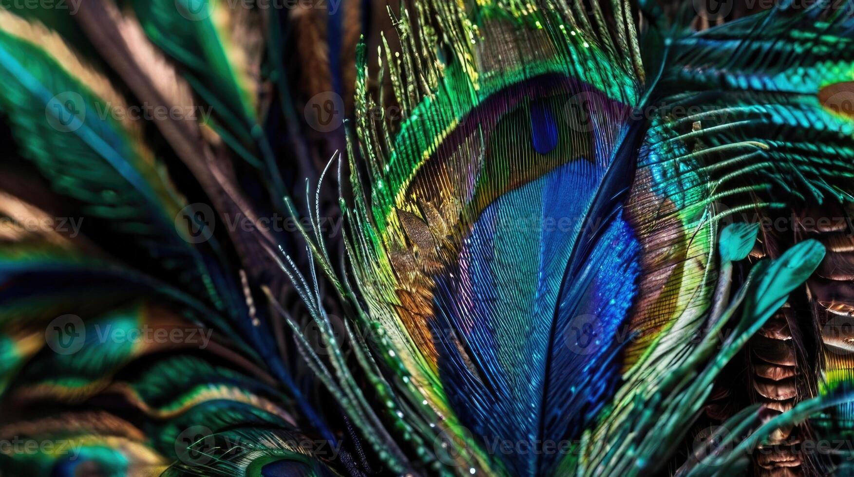 Close-up peacock feathers photo