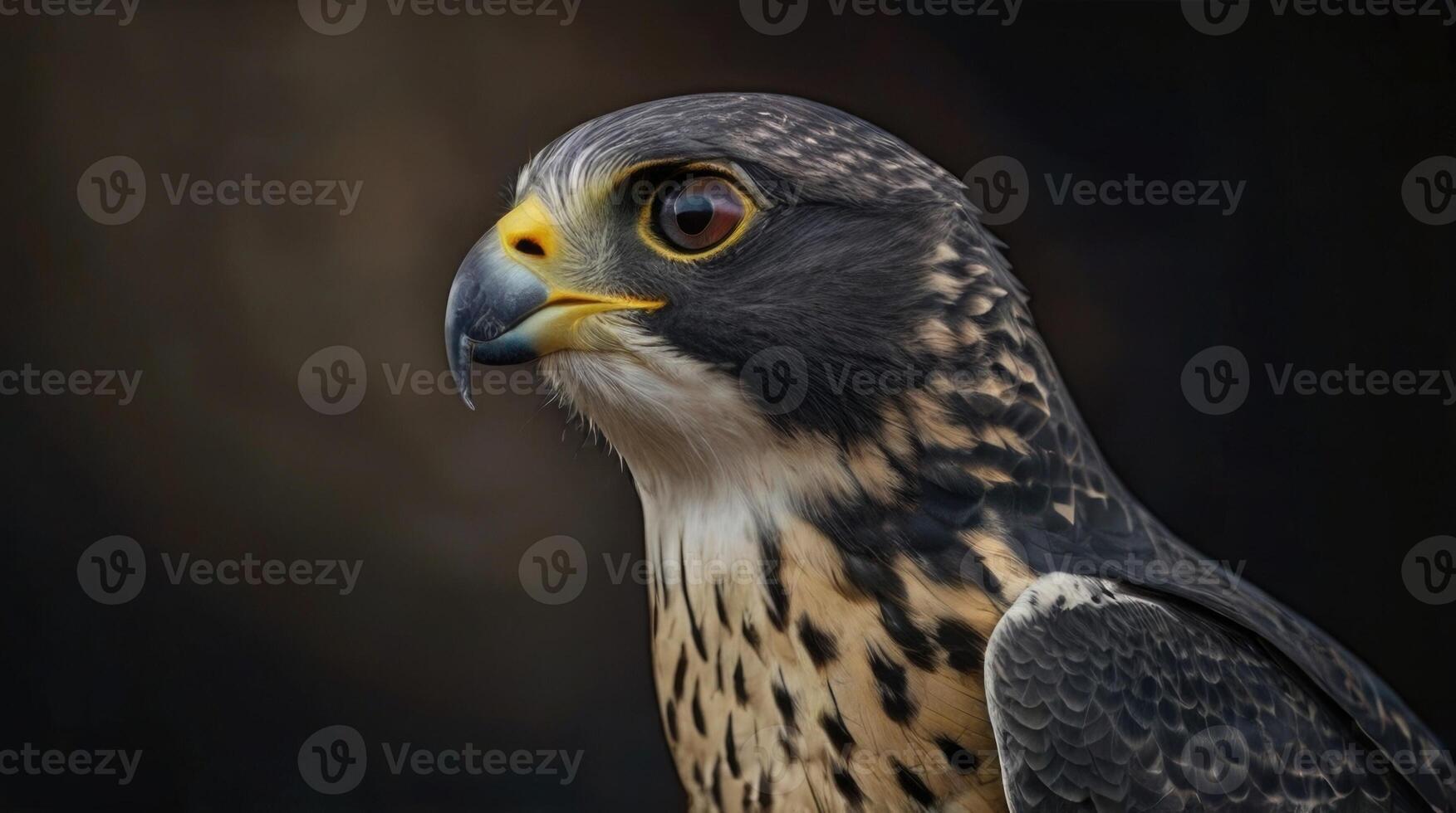 a close up of a peregrine falcon on a black background photo