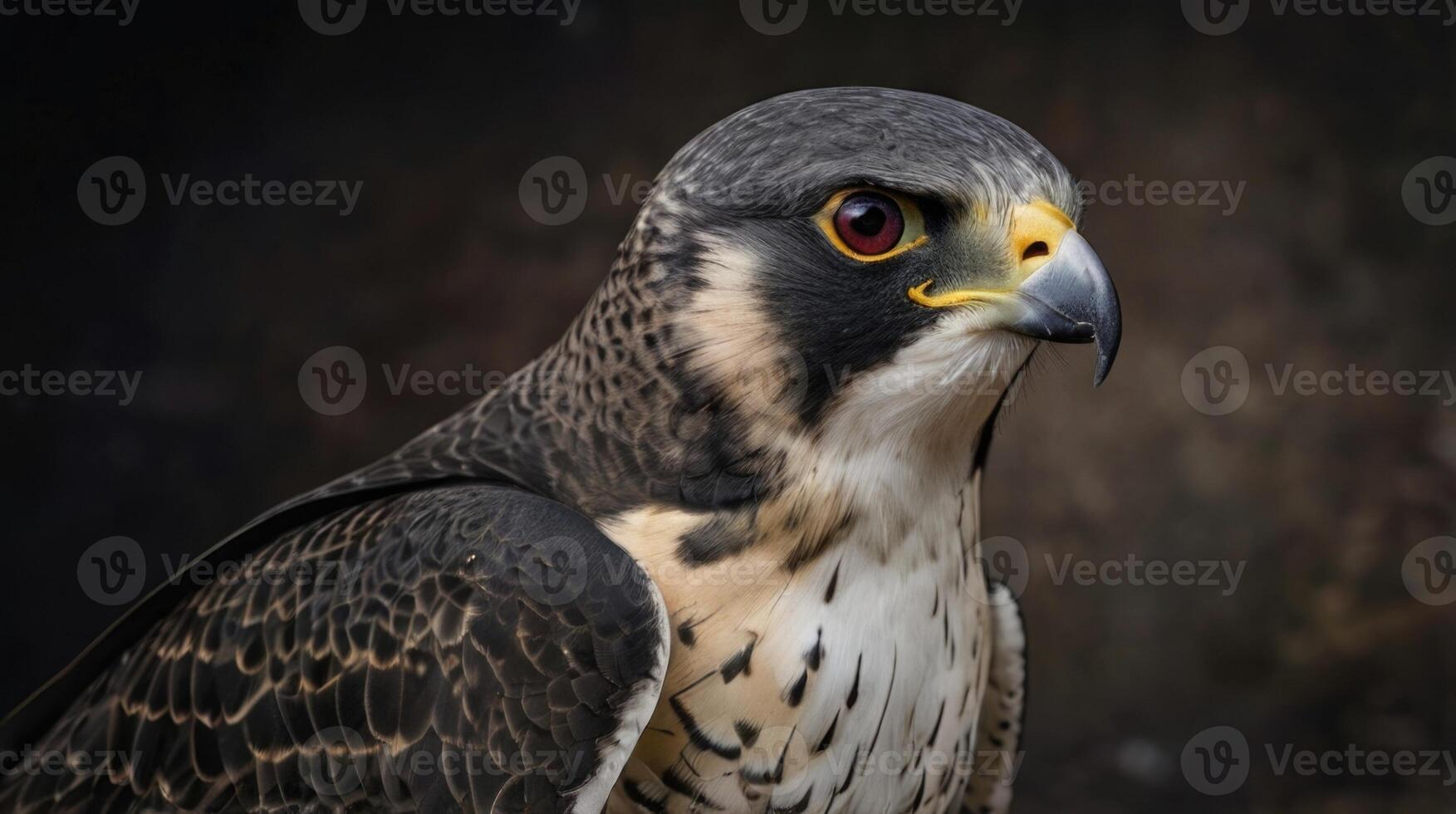 a close up of a peregrine falcon on a black background photo