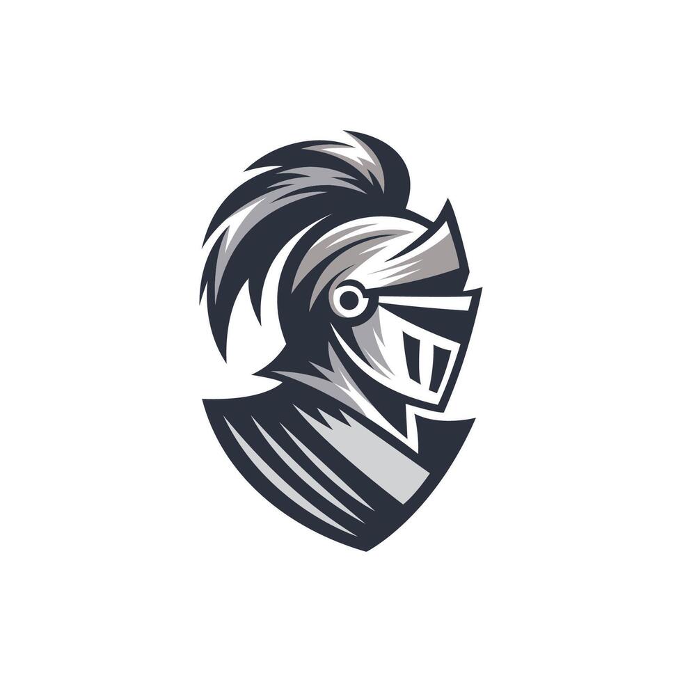 Knight helmet logo, A black and silver knight helmet logo vector