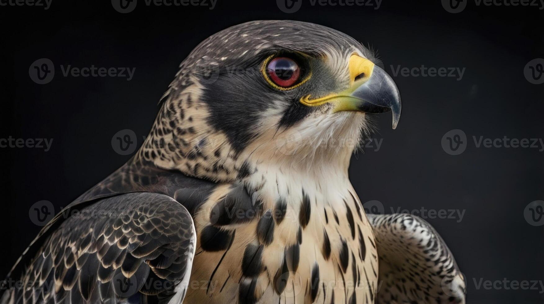 a close up of a peregrine falcon on a black background photo