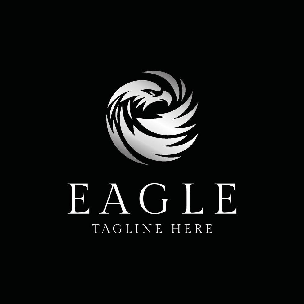Eagle logo, Powerful eagle emblem on dark backdrop vector