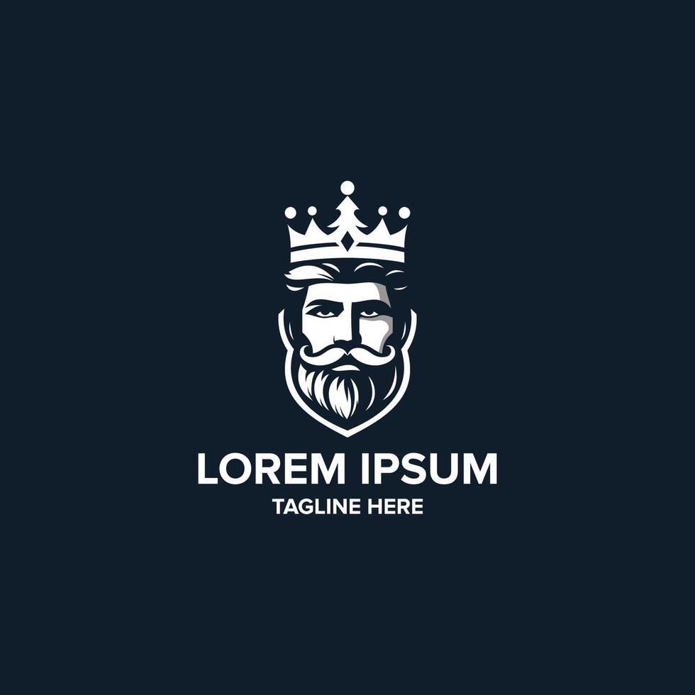 king, King logo with a beard and crown vector