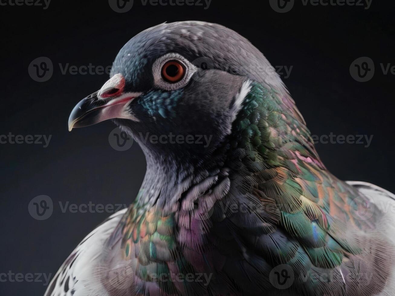 a close up of a pigeon photo