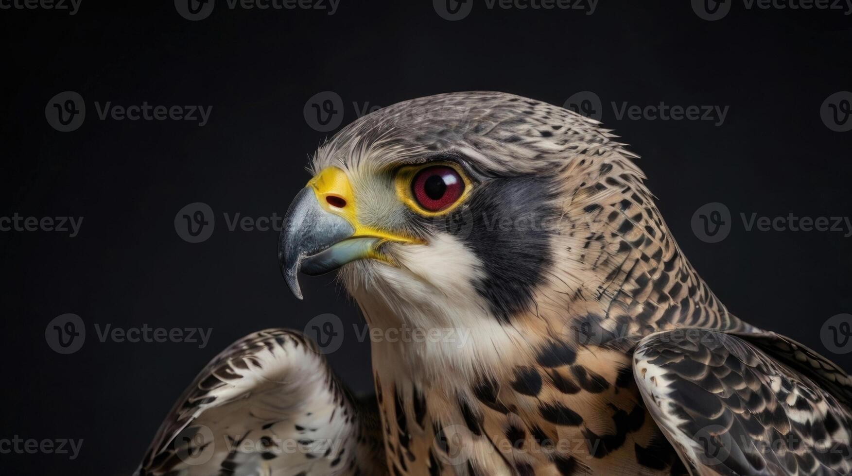 a close up of a peregrine falcon on a black background photo