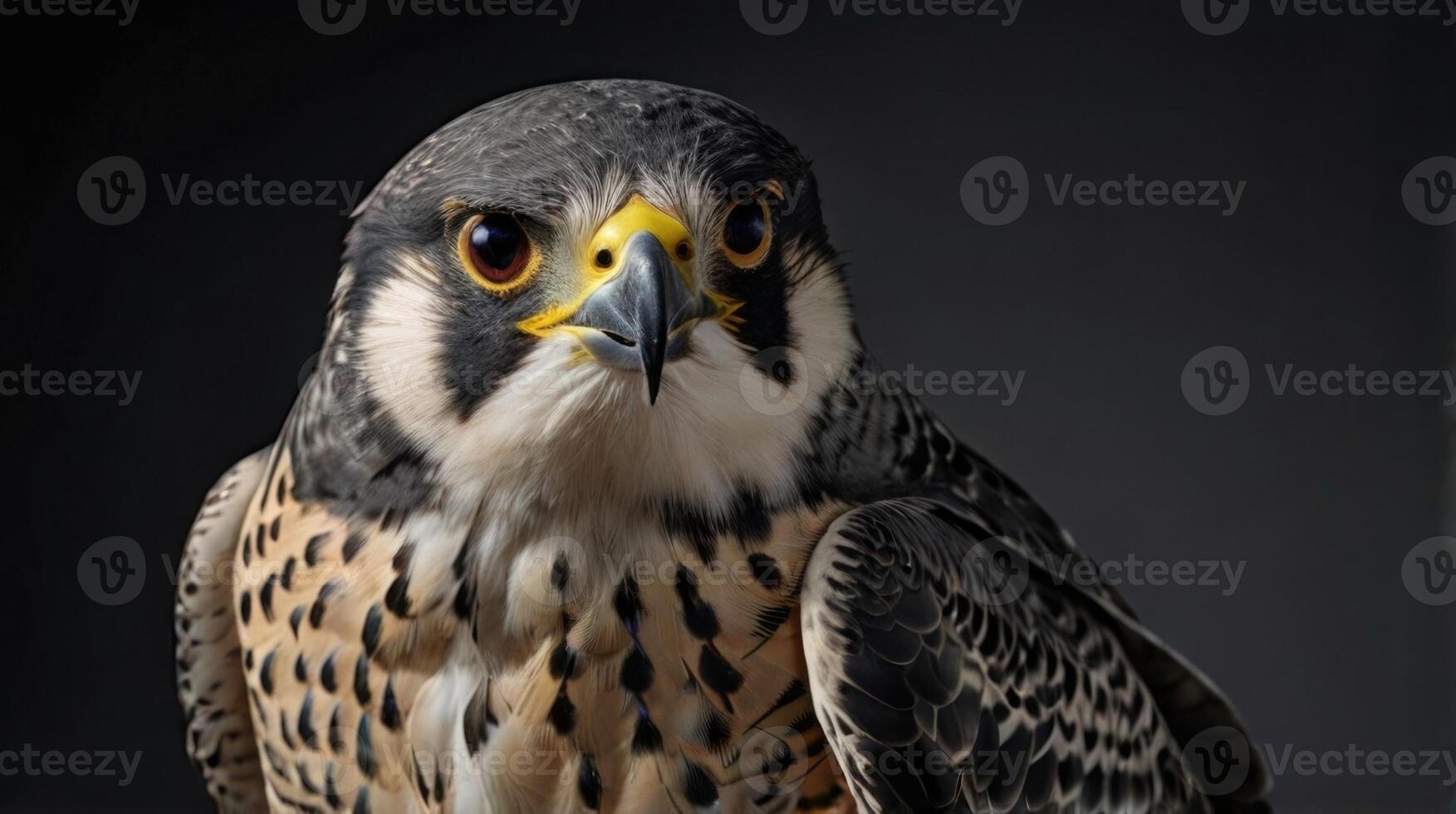 a close up of a peregrine falcon on a black background photo