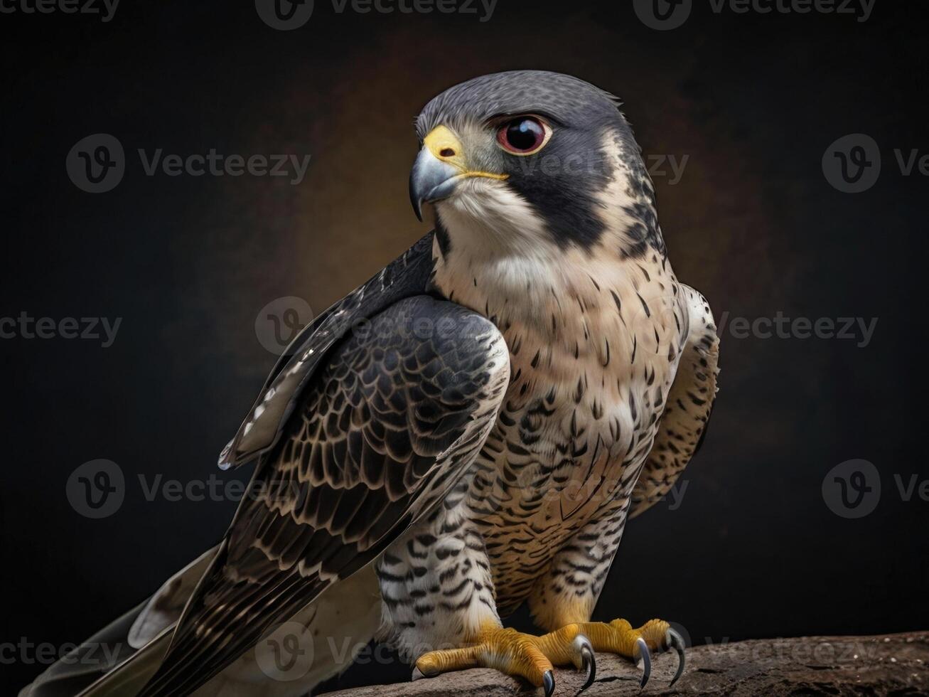 a close up of a peregrine falcon on a black background photo