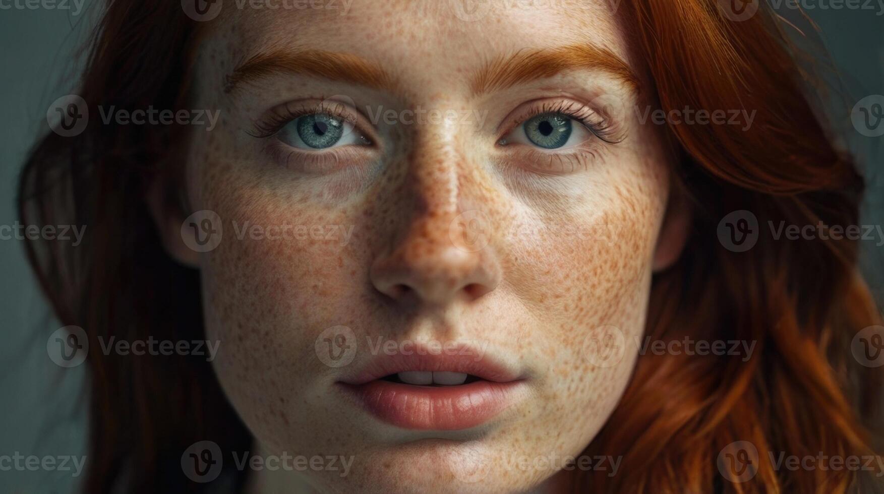 a close up of a woman with freckles photo