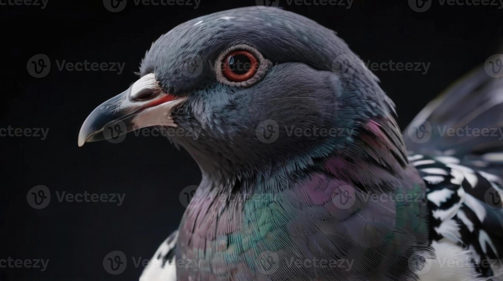a close up of a pigeon photo