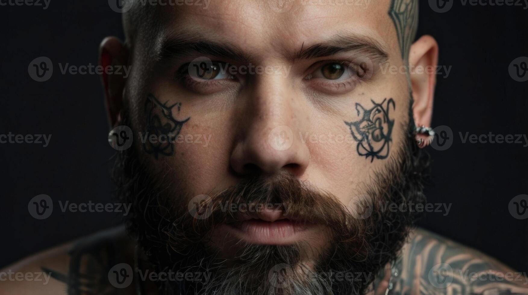 a man with tattoos and a beard photo