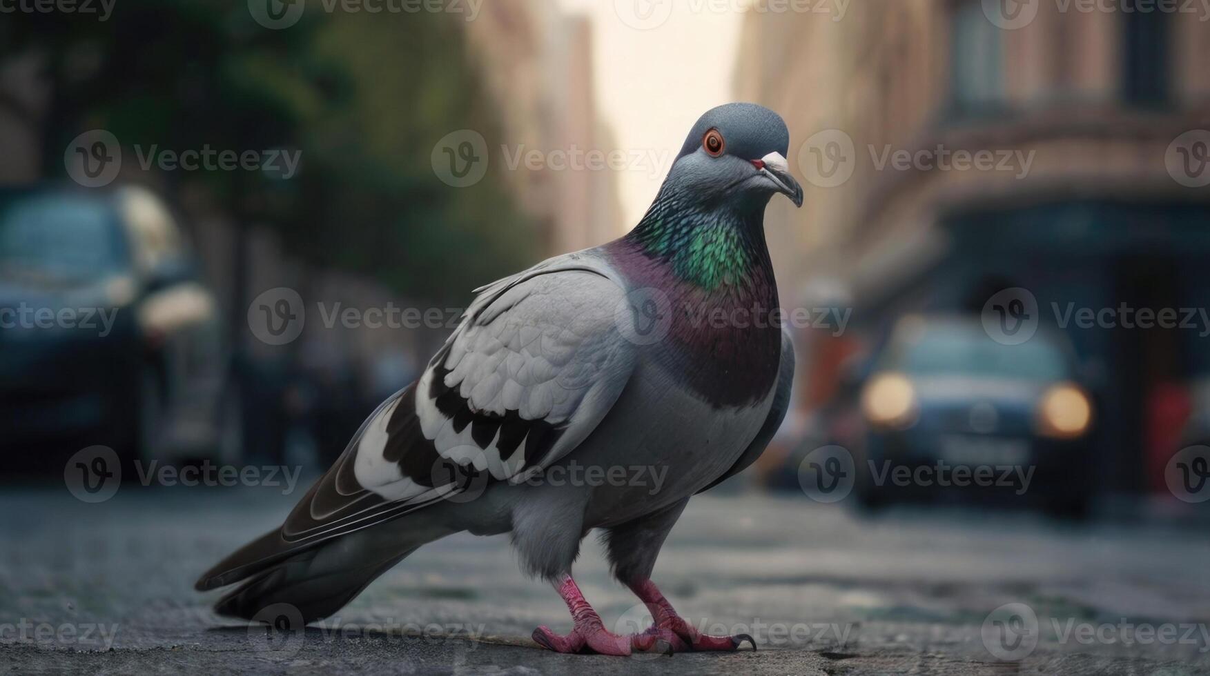 a close up of a pigeon photo