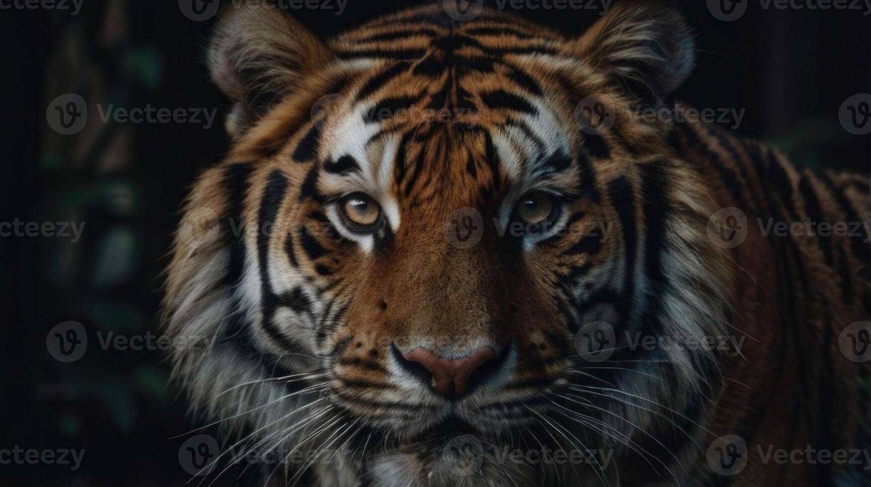 a tiger is looking into the camera photo