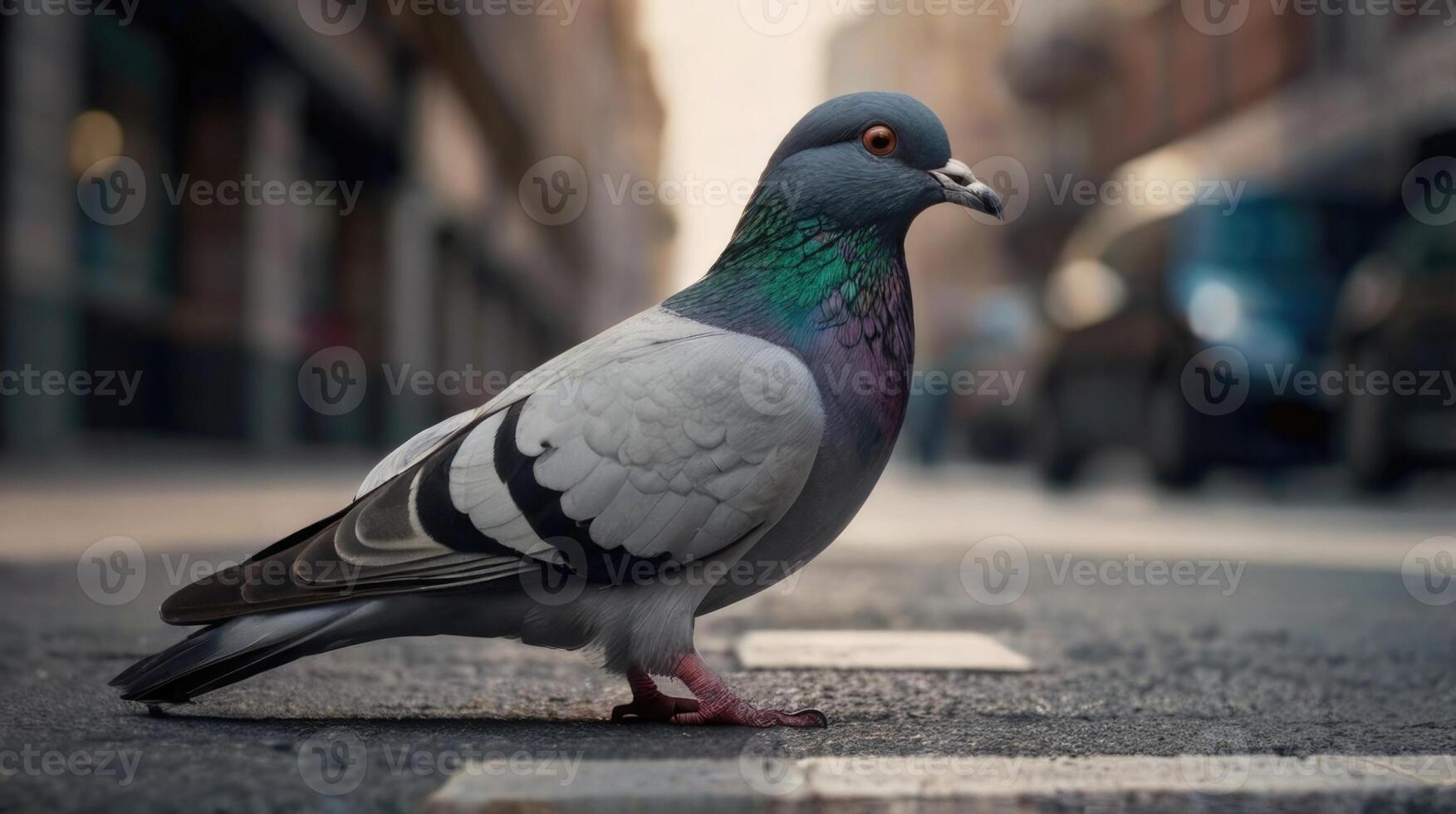 a close up of a pigeon photo