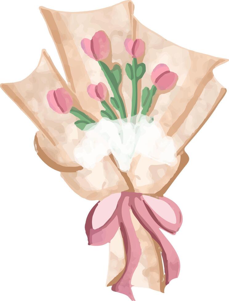 Tulip bouquet with accent coquett vector