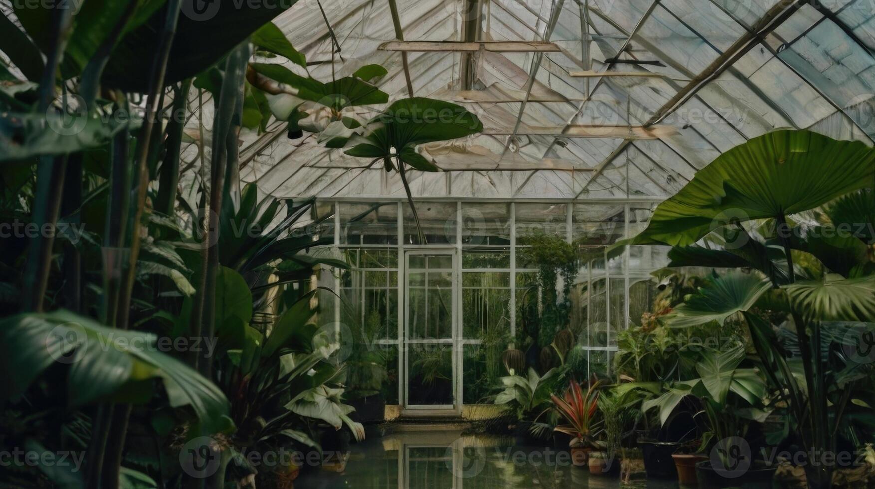 a greenhouse with lots of plants and plants photo