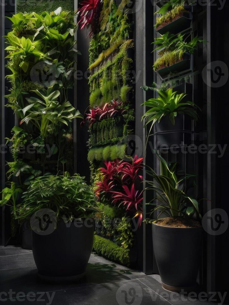 a vertical garden with plants and plants photo