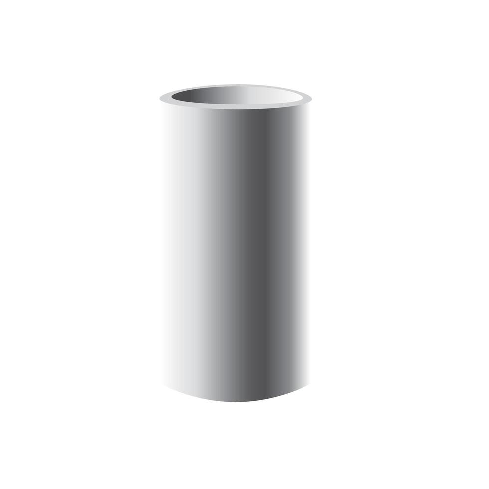 3d silver cylinder metal pedestal 3d template. Silver cylinder steel pillar stainless metal pipe mock up vector