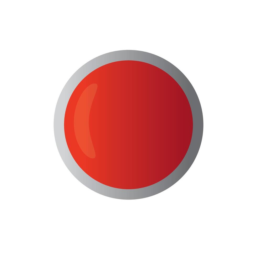 Blank circle glossy button. Empty round glassy icon. Clean polished red shape vector