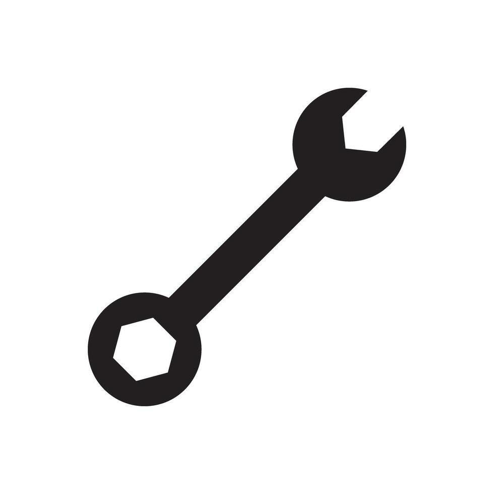 Wrench spanner icon screwdriver logo. Maintain gear wrench mechanic pictogram symbol vector