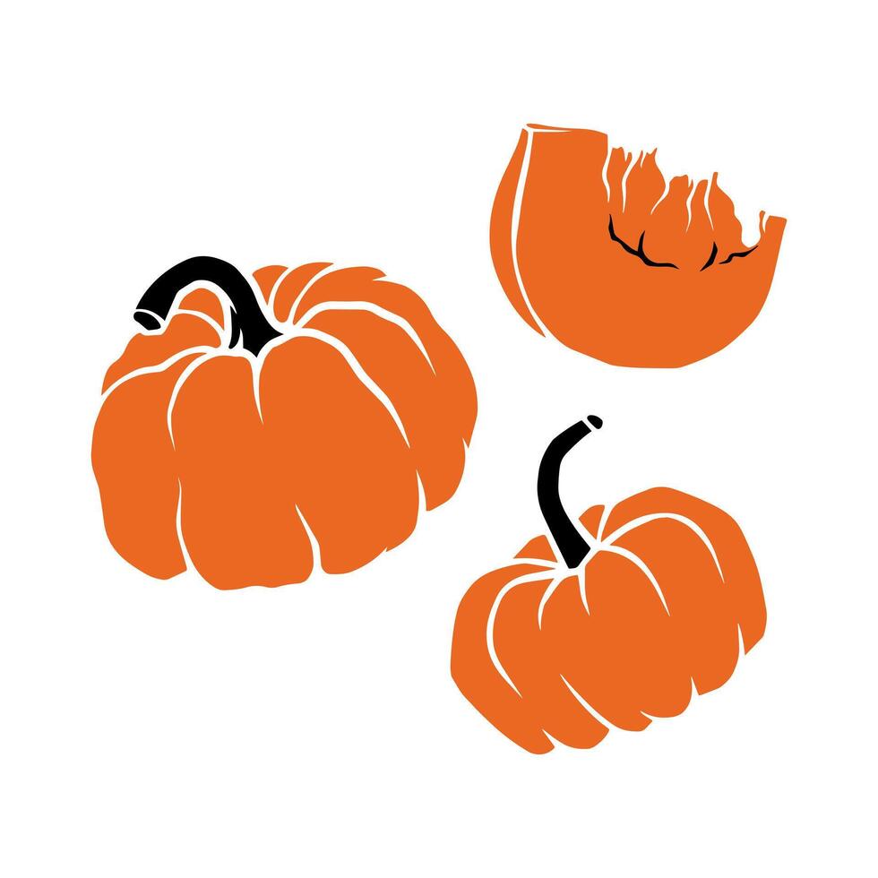 Set of seasonal vegetables. Autumn, fall pumpkins. Harvest festival. Printable flat graphic illustration for textile, fabric vector