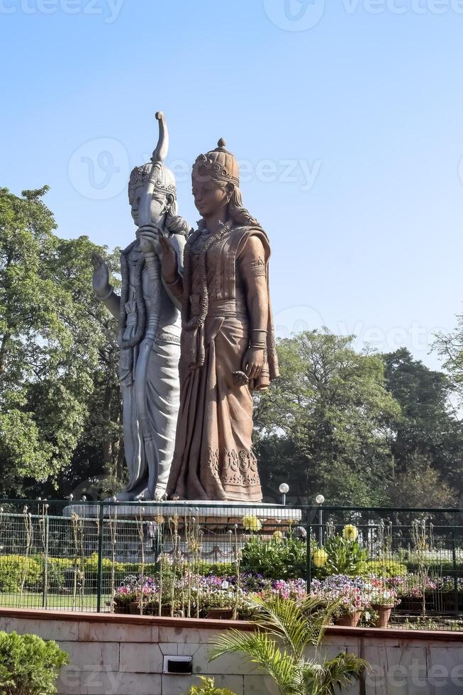 Big statue of Lord Sita Ram near Delhi International airport, Delhi, India, Lord Ram and Sita big statue touching sky at main highway Mahipalpur, Delhi photo
