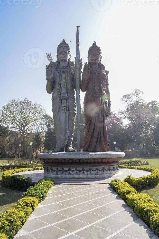Big statue of Lord Sita Ram near Delhi International airport, Delhi, India, Lord Ram and Sita big statue touching sky at main highway Mahipalpur, Delhi photo