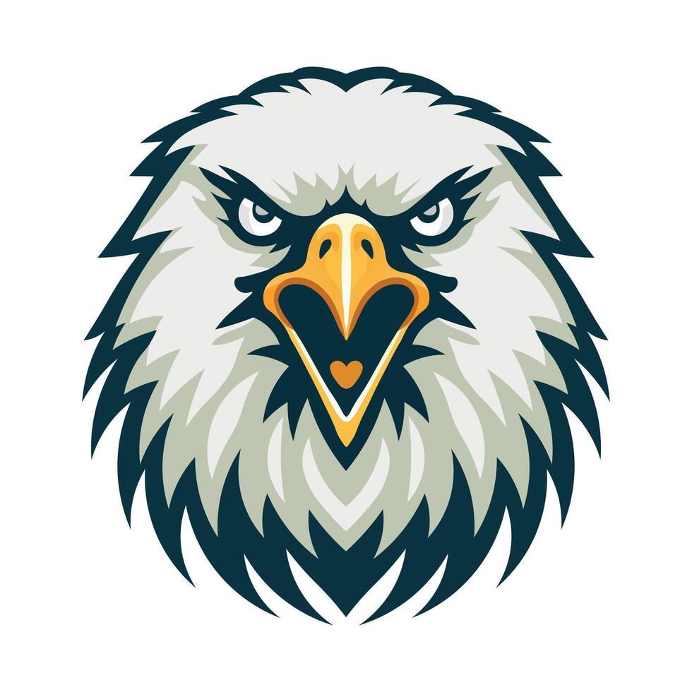 Bald Eagle Head Mascot illustration front view. suitable for esport logos, tattoos, stickers, t-shirts and others vector