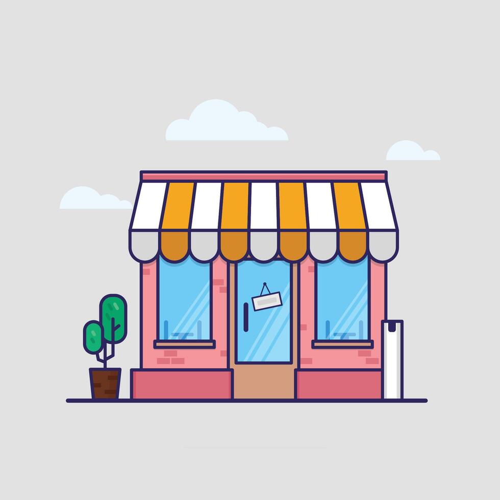small cafe with background grey vector