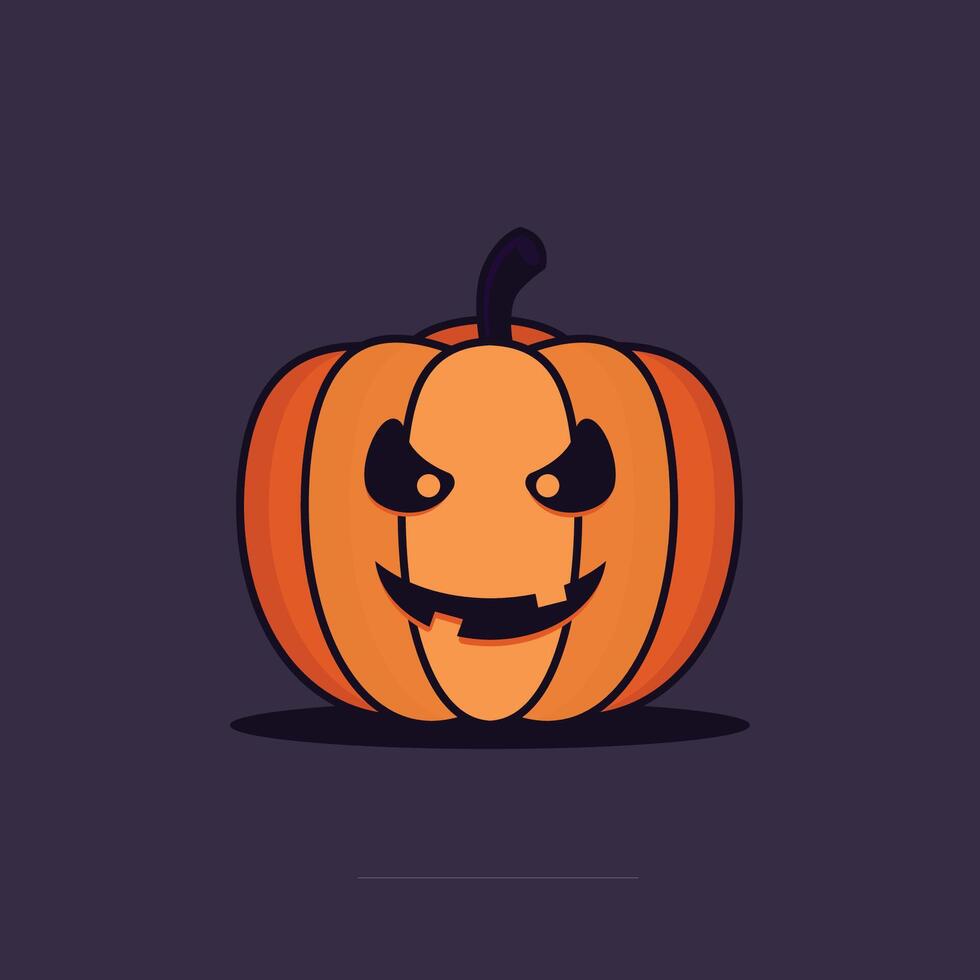 Carved Pumpkin With Evil Grin on a Purple Background vector