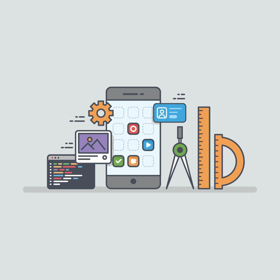smartphone with icons tools illustration vector