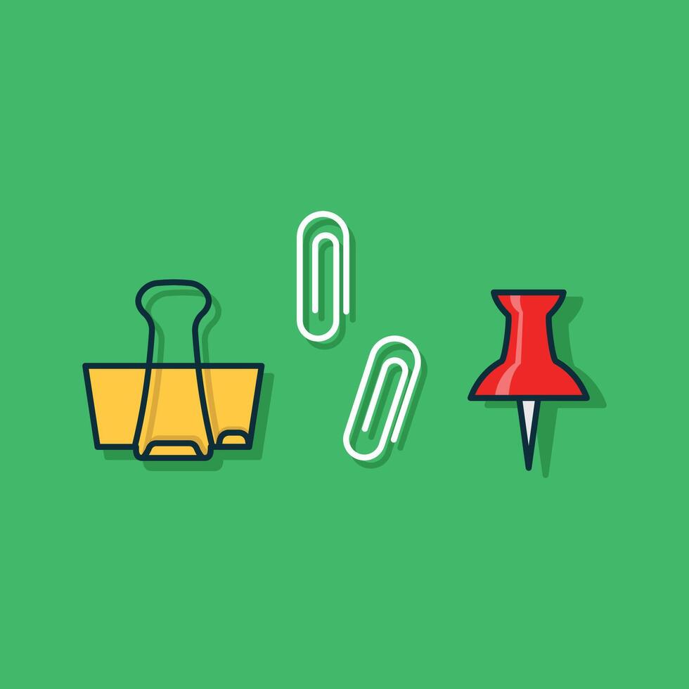 green paper clip art on a green background vector