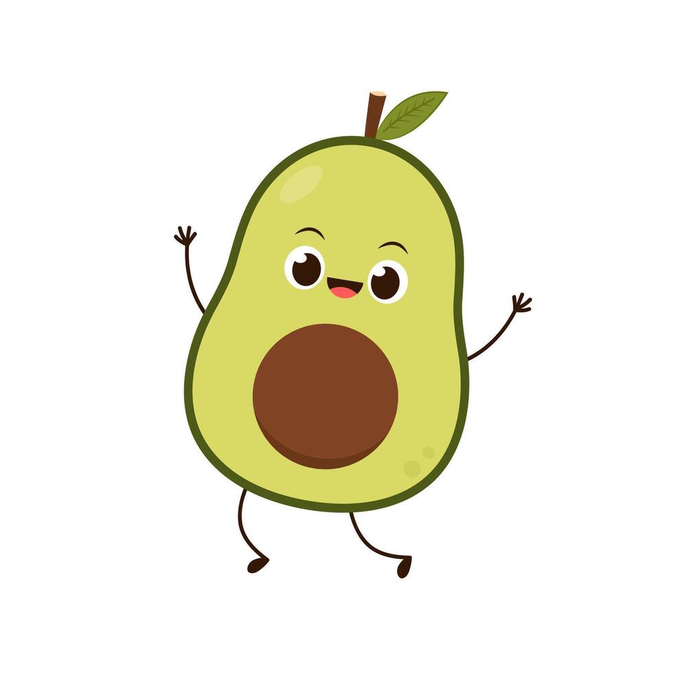 Avocado character design. avocado on white background. Avocado meditation. vector